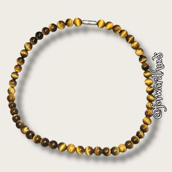 Tiger's Eye Beaded Necklace with Barrel Clasp – 16 Inches - Picture 3 of 8